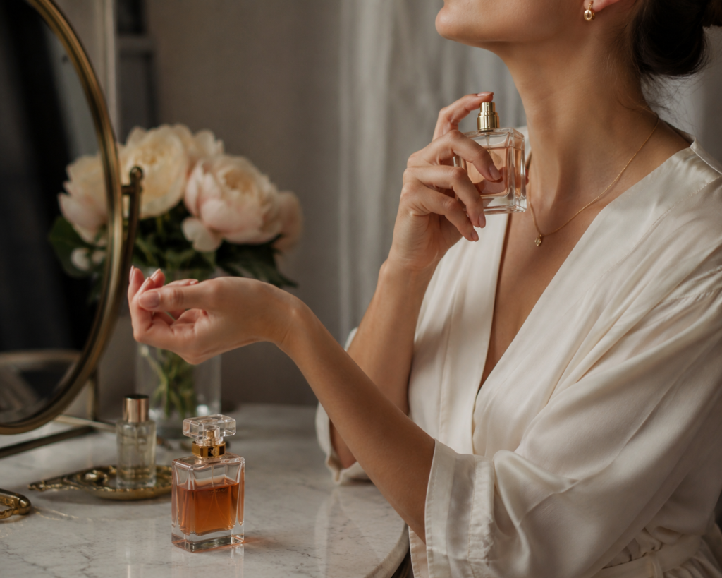 اسپری کردن عطر روی نقاط مناسب بدن برای افزایش ماندگاری رایحه